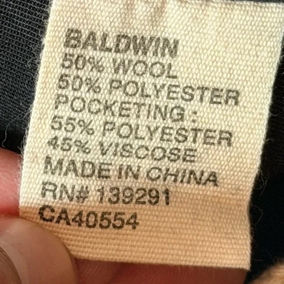 Baldwin WOOL Blend Herringbone Grey Black Straight Pants Women Size 38 Preppy - Picture 8 of 9